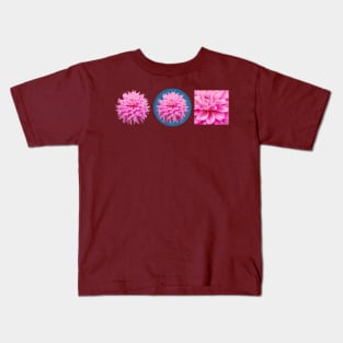 Pink Dahlia Floral Art Kids T-Shirt